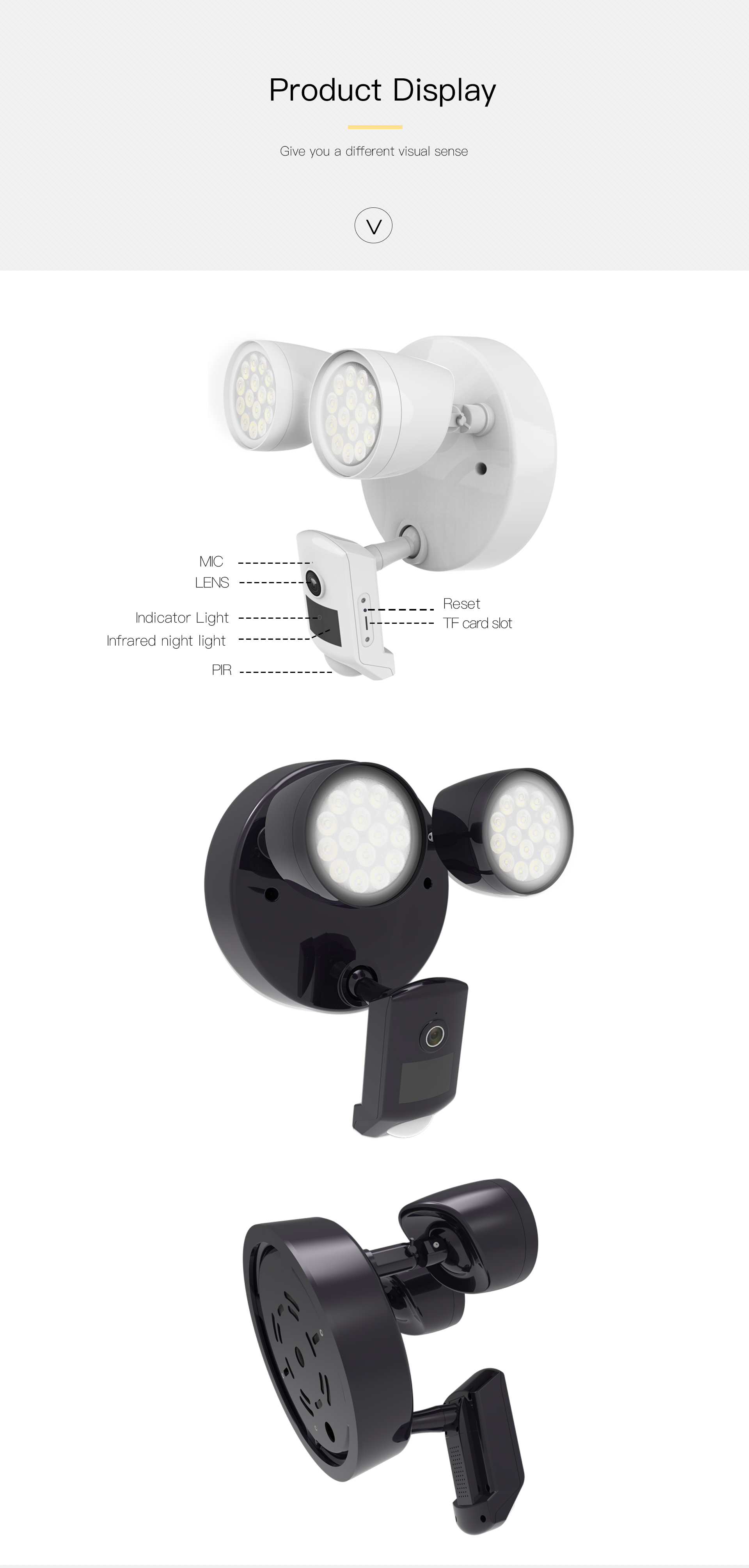 1080P dual glare LED lights human body detection alarm surveillance camera